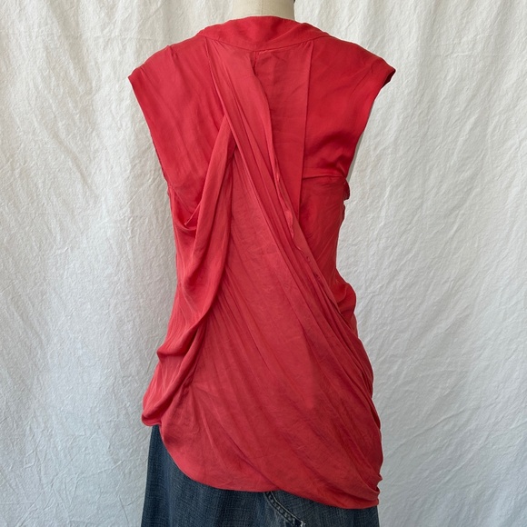 All Saints - Poppy Red asymmetrical draped tunic. - Picture 3 of 5